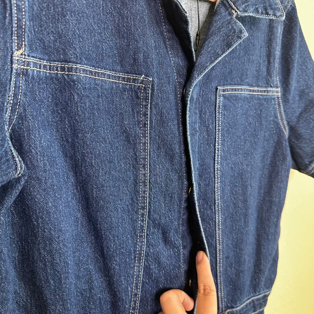 Fashion Nova Denim Jumpsuit Dark Wash Utility Boilersuit Wide Leg XL Workwear - Picture 5 of 11